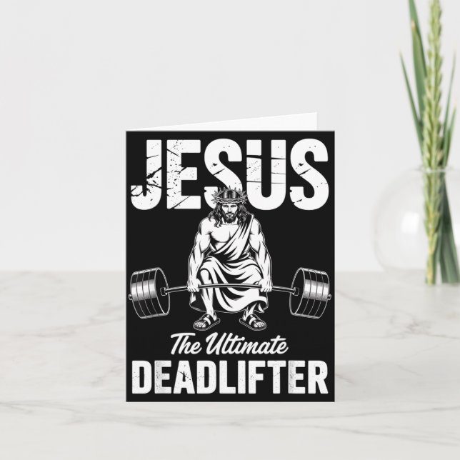 Jesus The Deadlifter Funny Christian Gym Pun  Karte (Vorderseite)