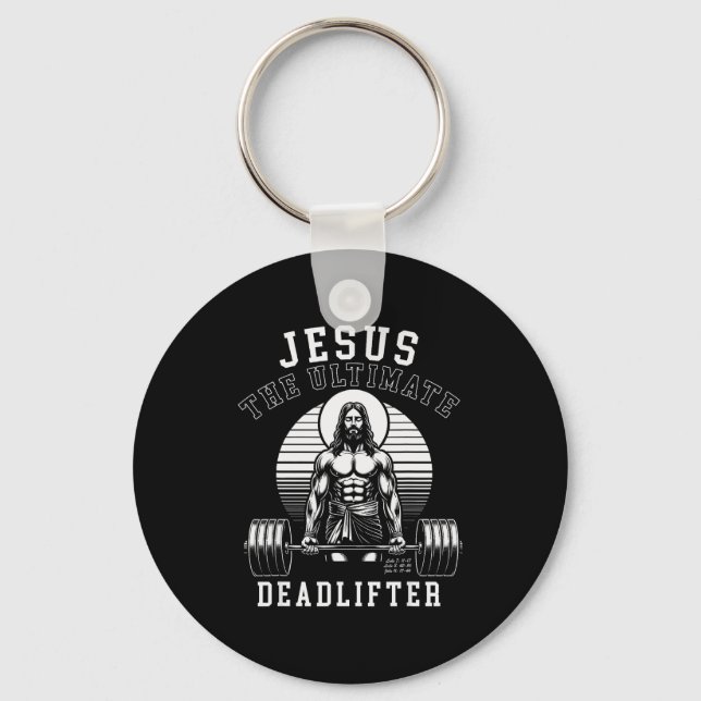 Jesus The Deadlifter - Jesus Deadlifting Christian Schlüsselanhänger (Vorderseite)