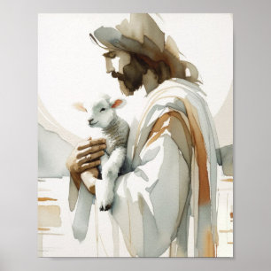 Jesus, The Lamb - Wasserfarbe Christliche Kunst un Poster