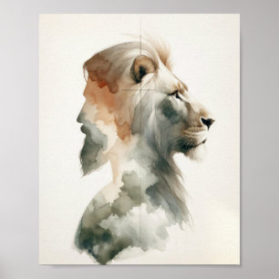 Jesus the Lion Portrait - Moderne Wasserfarben Chr Poster