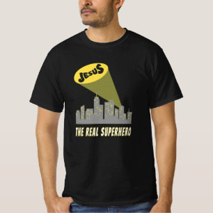 Jesus the Real Superhero Bat Signal T- T-Shirt