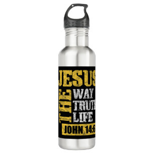 Jesus The Way Truth Life John 14:6 Christian Bible Edelstahlflasche