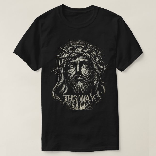 Jesus "This way" Bold Graphic T - Shirt (Design vorne)
