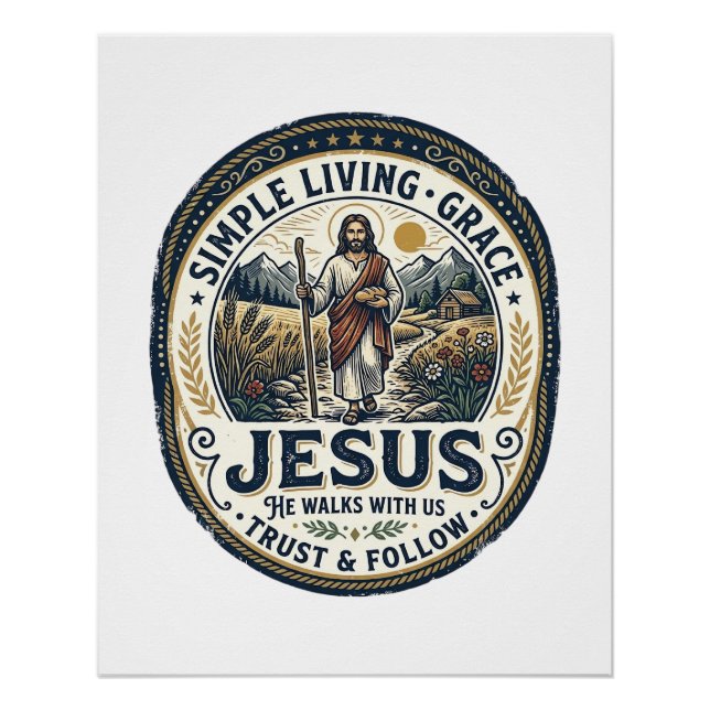 Jesus Tiny House Langsames Leben Vintage Poster (Vorderseite)