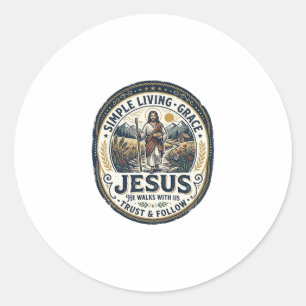 Jesus Tiny House Langsames Leben Vintage Runder Aufkleber