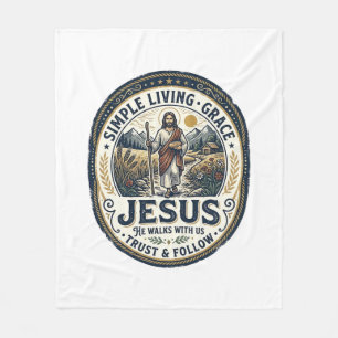 Jesus Tiny House Slow Living Vintage Fleecedecke