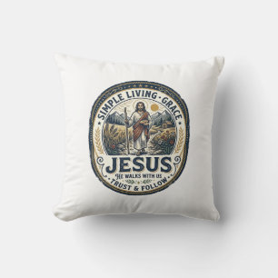 Jesus Tiny House Slow Living Vintage Kissen