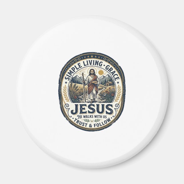 Jesus Tiny House Slow Living Vintage Magnet (Vorne)