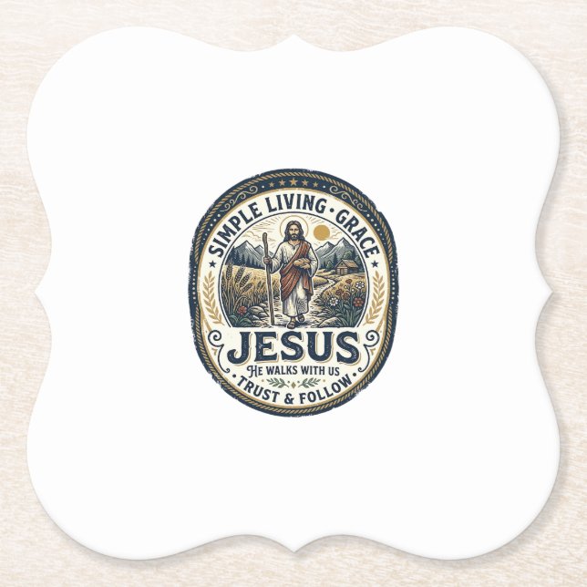 Jesus Tiny House Slow Living Vintage Untersetzer (Vorderseite)