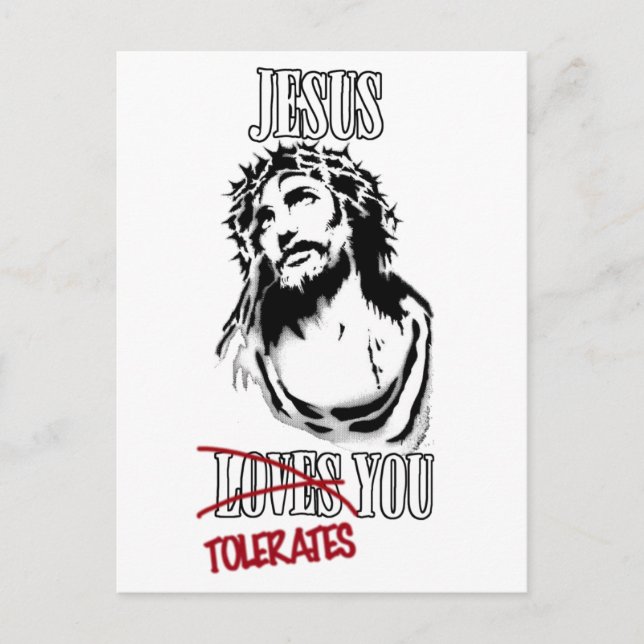 Jesus toleriert dich postkarte (Vorderseite)