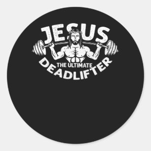 Jesus Totaler Gymnastik Fitness Athlete Runder Aufkleber