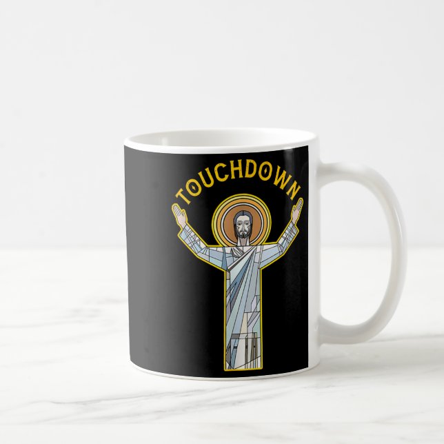 Jesus Touchdown Fun Christian Faith Saying Meme Ch Kaffeetasse (Rechts)