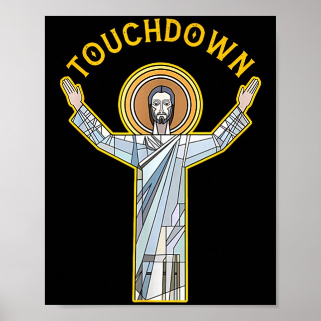 Jesus Touchdown Spaß Christlicher Glaube Sprüche M Poster (Vorne)