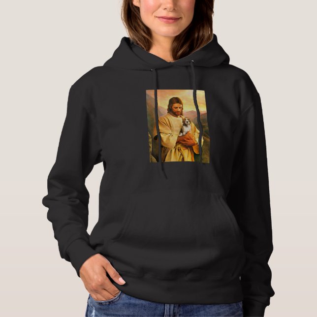 Jesus trägt Beagle Welpen Hund Idee für Beagle Hoodie (Vorderseite)