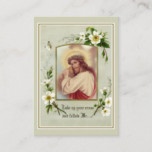 Jesus trägt das Kreuz Gebetskarte Religiös Heilige Visitenkarte