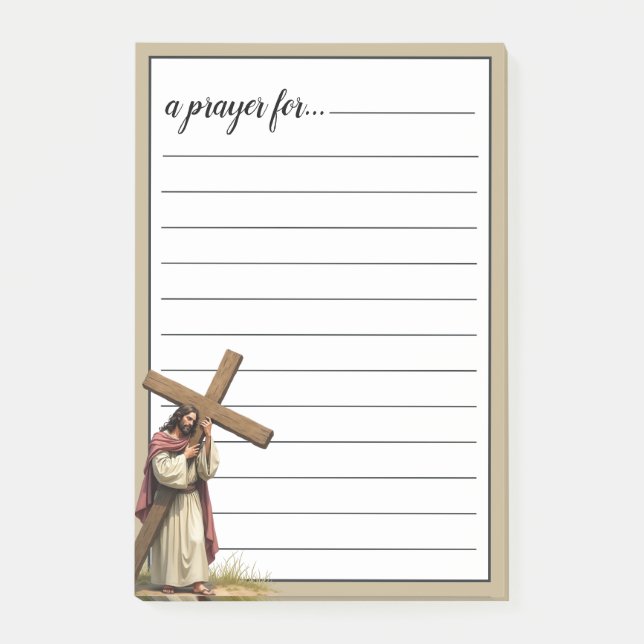 Jesus trägt das Kreuz Gebetsraum Post-it Klebezettel (Vorderseite)