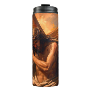 Jesus trägt das Kreuz Thermal-Tumbler Thermosbecher