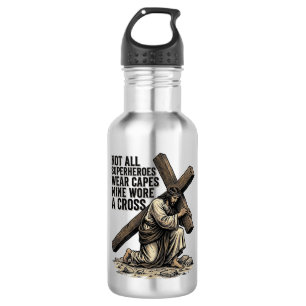 Jesus trägt das Kreuz Vintage Christlich Edelstahlflasche