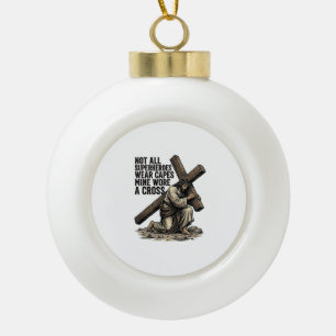Jesus trägt das Kreuz Vintage Christlich Keramik Kugel-Ornament