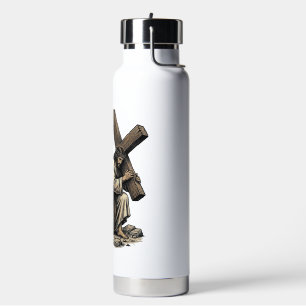 Jesus trägt das Kreuz Vintage Christlich Trinkflasche