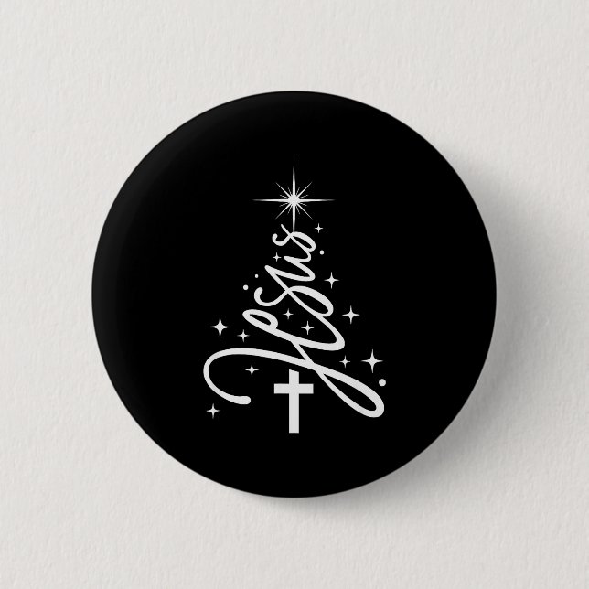 Jesus Tree Christian Christmas Faith Snowflakes Cr Button (Vorderseite)