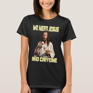 Jesus trinkt Kaffee Koffein und Glaube Raglan 1 T-Shirt