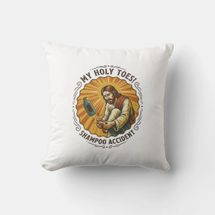 Jesus tropft Shampooflasche auf Fußdusche Schmerz Kissen