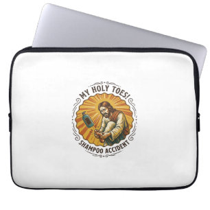 Jesus tropft Shampooflasche auf Fußdusche Schmerz  Laptopschutzhülle