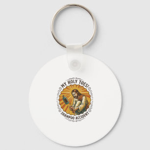 Jesus tropft Shampooflasche auf Fußdusche Schmerz  Schlüsselanhänger