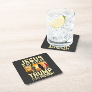 Jesus Trump - Jesus ist mein Herr Erlöser Rechteckiger Pappuntersetzer