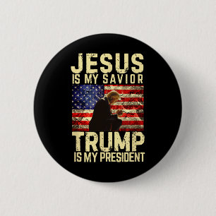 Jesus Trump T-Shirt - Jesus ist mein Herr und Heil Button