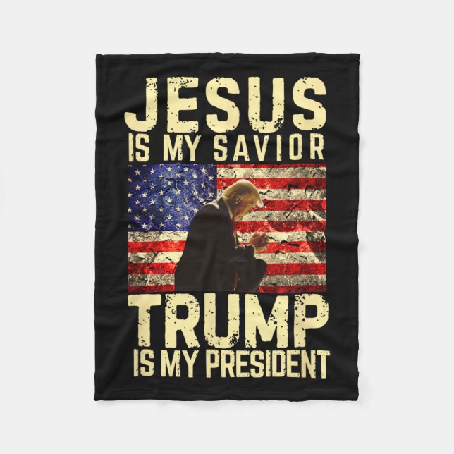 Jesus Trump T-Shirt - Jesus ist mein Lord Retter T Fleecedecke (Vorderseite)