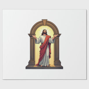 Jesus Tür Licht Vintage Gravur Shirt Geschenkpapier