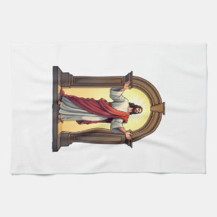 Jesus Tür Licht Vintage Gravur Shirt Geschirrtuch