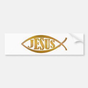 Jesus- u. Fisch-Symbol Autoaufkleber