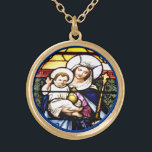 Jesus u. Königin der Himmels-Buntglas-Halskette Vergoldete Kette<br><div class="desc">Jesus u. Königin der Himmels-Buntglas-Fenster-Halskette</div>
