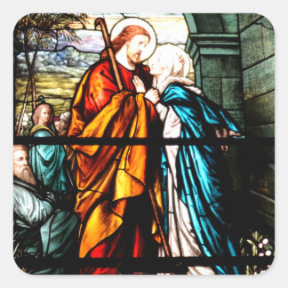 Jesus u. Mary Quadratischer Aufkleber
