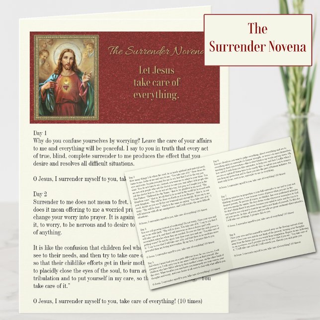 Jesus Übergabe Novena katholisches Gebet Karte (The Powerful Surrender Novena to the Sacred Heart of Jesus )