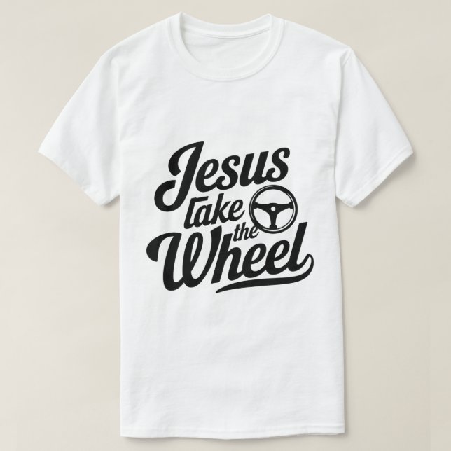 Jesus übernimmt das Rad - Christlicher Witz T-Shirt (Design vorne)