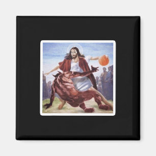Jesus überquert den Satan Basketball Magnet