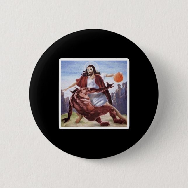 Jesus überquert den Satan Bysketbyll Button (Vorderseite)