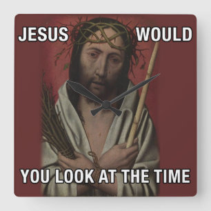 Jesus-Uhr Quadratische Wanduhr
