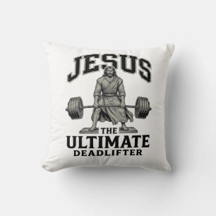 Jesus ultimales Deadlifter Vintage Gym-Shirt-Desig Kissen