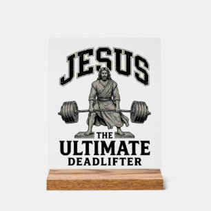 Jesus Ultimate Deadlifter Vintage Gym-Shirt-Design Acrylschild