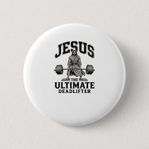 Jesus Ultimate Deadlifter Vintage Gym-Shirt-Design Button