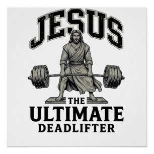 Jesus Ultimate Deadlifter Vintage Gym-Shirt-Design Poster