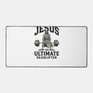 Jesus Ultimate Deadlifter Vintage Gym-Shirt-Design Schreibtischunterlage
