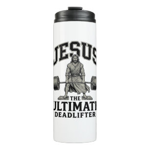 Jesus Ultimate Deadlifter Vintage Gym-Shirt-Design Thermosbecher
