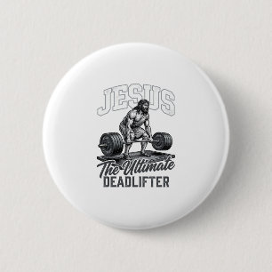 Jesus Ultimate Deadlifter Vintage Vector T-Shirt D Button