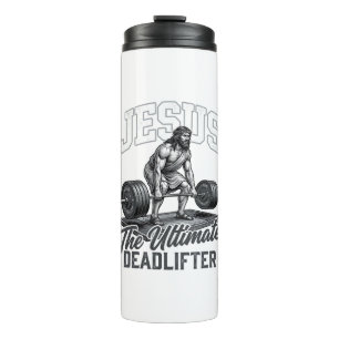 Jesus Ultimate Deadlifter Vintage Vector T-Shirt D Thermosbecher